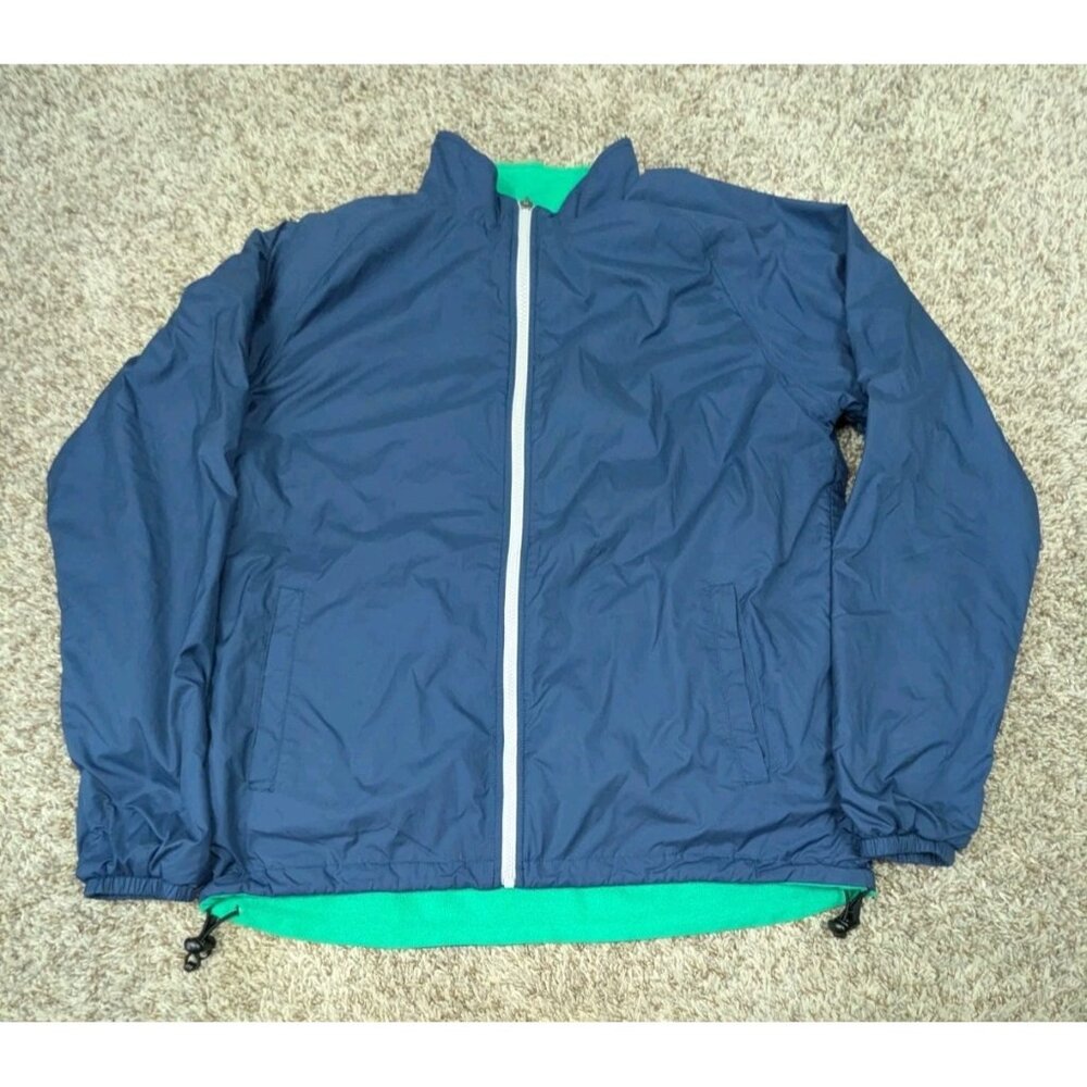 Peter Millar Reversible Jacket Mens Medium Blue Golf Windbreaker Fleece Zip Up